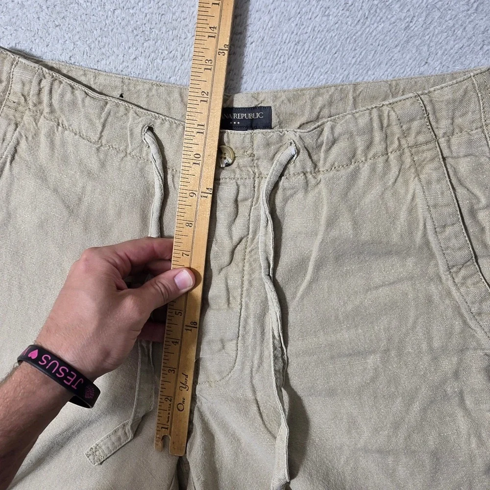 NEW Banana Republic Pants Mens 34/30 Tan Linen Blend Drawstring Heritage 34x30